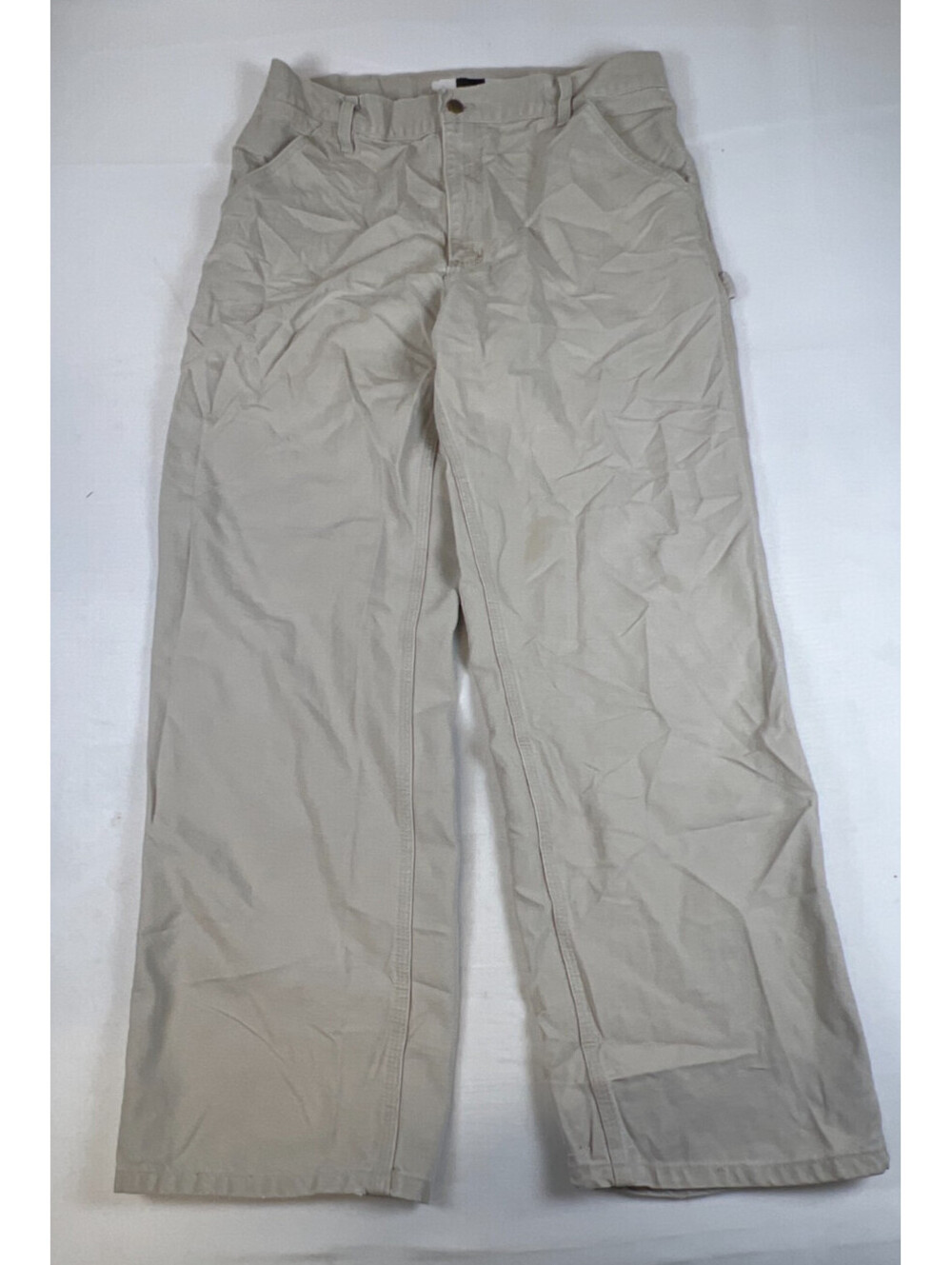 Vintage Carhartt B11 STN Men 36x30 USA Beige Cotton Canvas Utility Work Pants